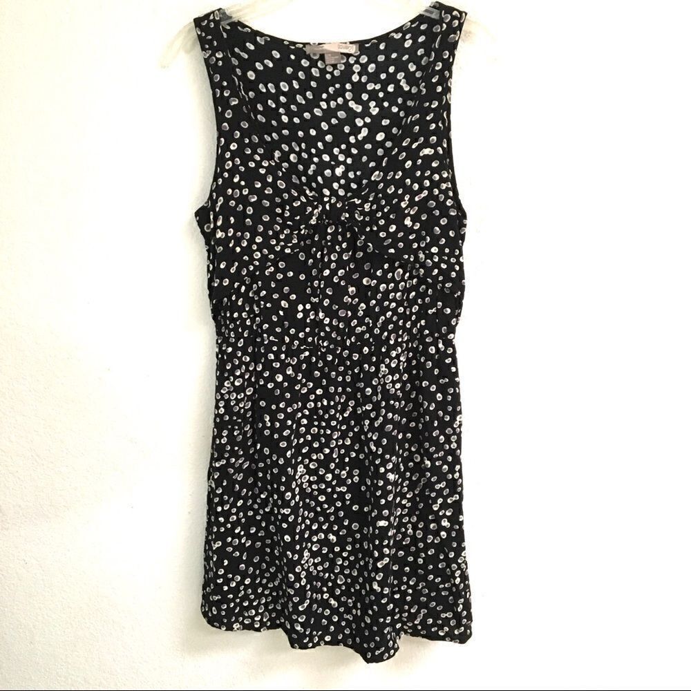 Forever 21 sleeveless bow embellished front dot print dress L